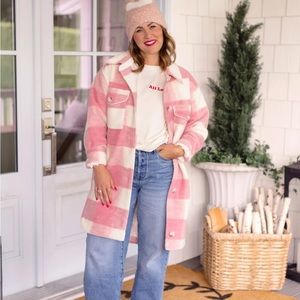 Jillian Harris x Joe Fresh Pink Plaid Shacket